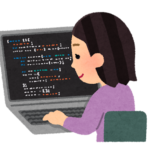 プログラミングをする人のイラスト（女性）