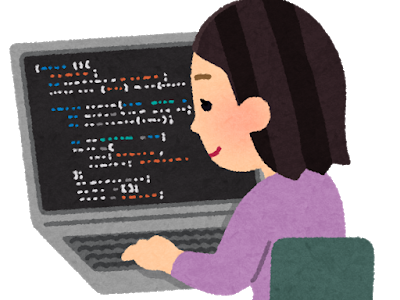 プログラミングをする人のイラスト（女性）